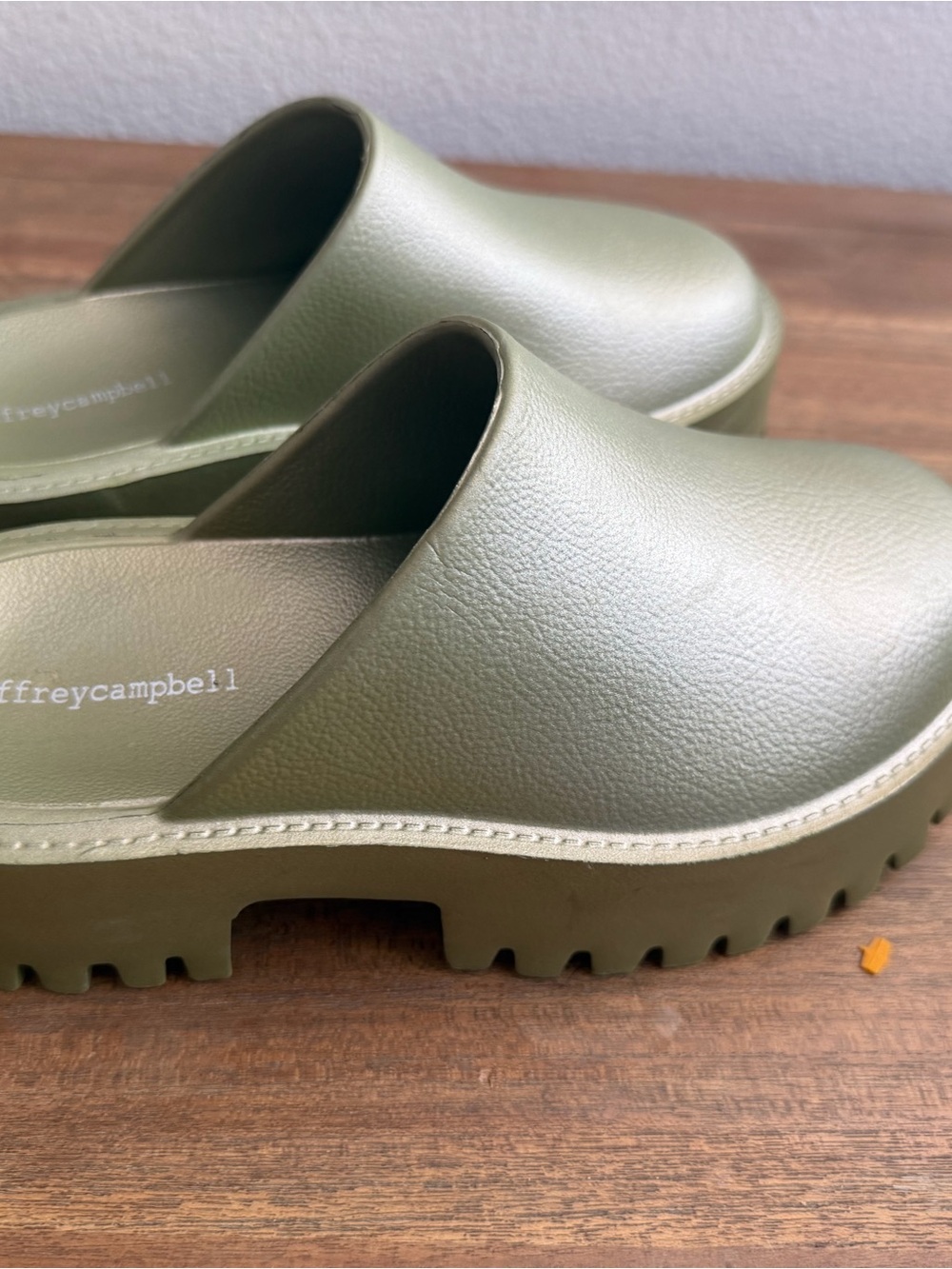 Jeffrey Campbell Olive Green Platform Clog Mules